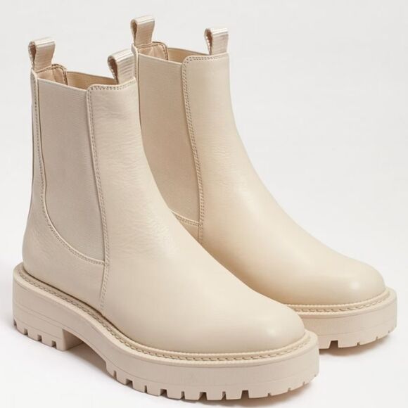 New Sam Edelman Laguna Chelsea Boot Modern Ivory Off White leather NIB size 8 - Picture 1 of 8